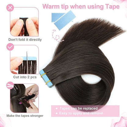 BellaCosmo™ Straight Tape In Hair Extensions Human Hair Extensions