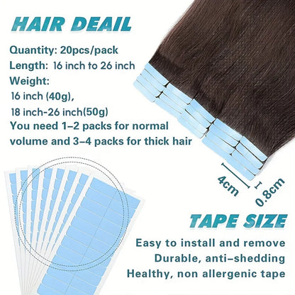 BellaCosmo™ Straight Tape In Hair Extensions Human Hair Extensions