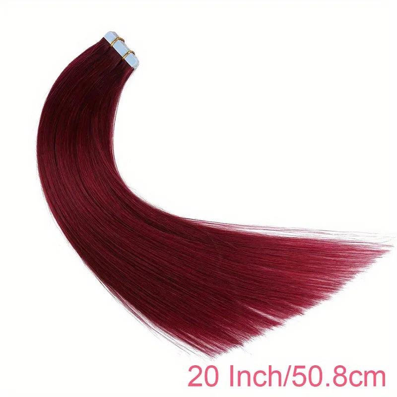 BellaCosmo™ 99J# Burgundy 20pcs Tape Straight Hair Extensions