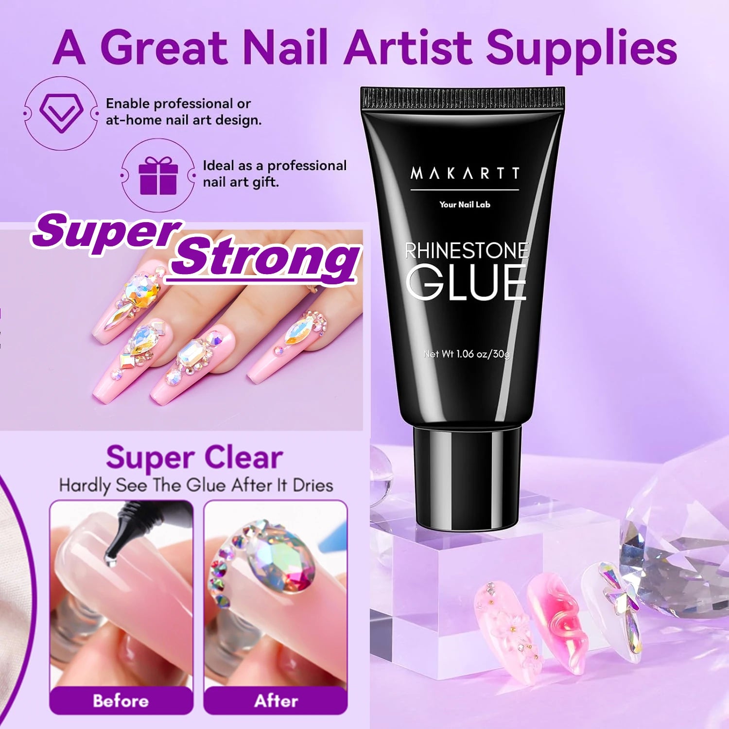 Bellanaills™ Nail Rhinestone Glue with 3D Nail Gel Kit